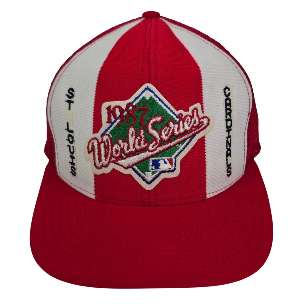 St Louis Cardinals 1987 World Series Trucker Hat Large Red USA Vintage MLB AJD
